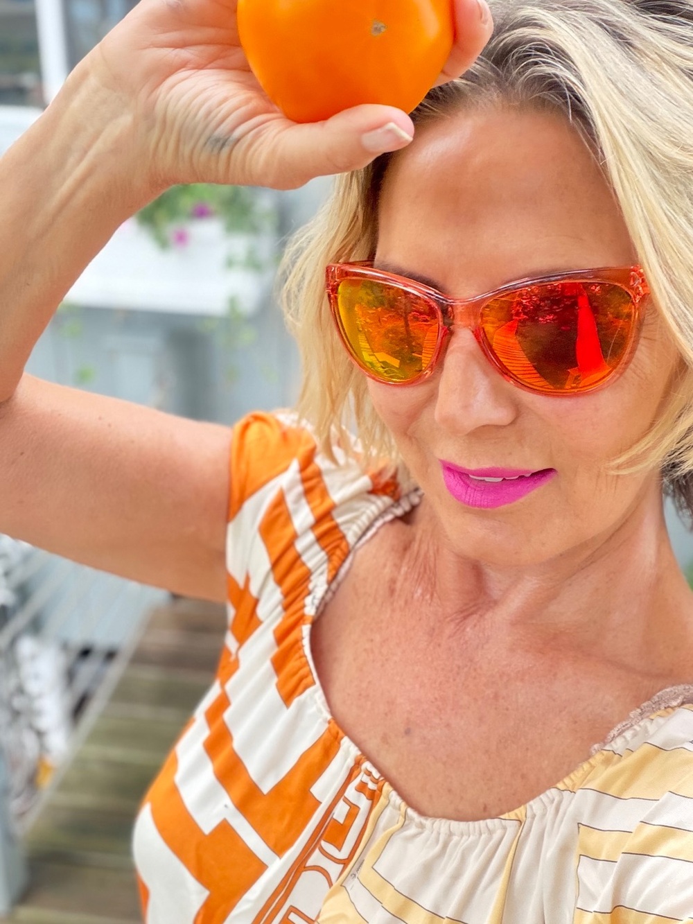 Emilio Pucci Orange Geometric Peasant blouse Tunic